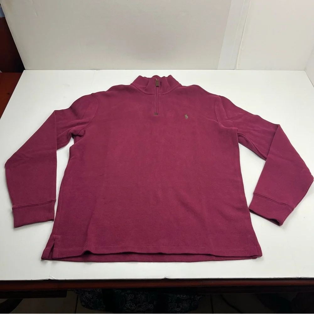 Polo Ralph Lauren Burgundy Maroon Quarter Zip‎ Pullover Mens Size Large Cotton
